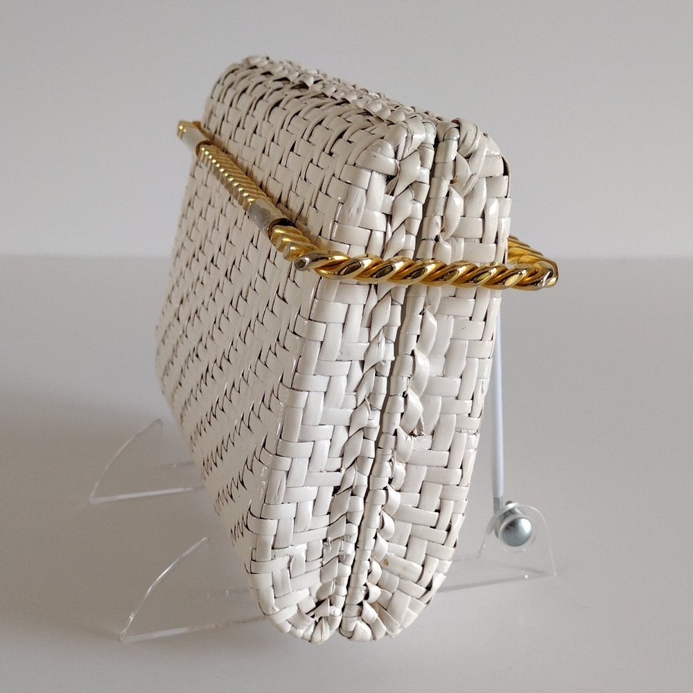 Rodo Italy White Wicker Clutch Vintage